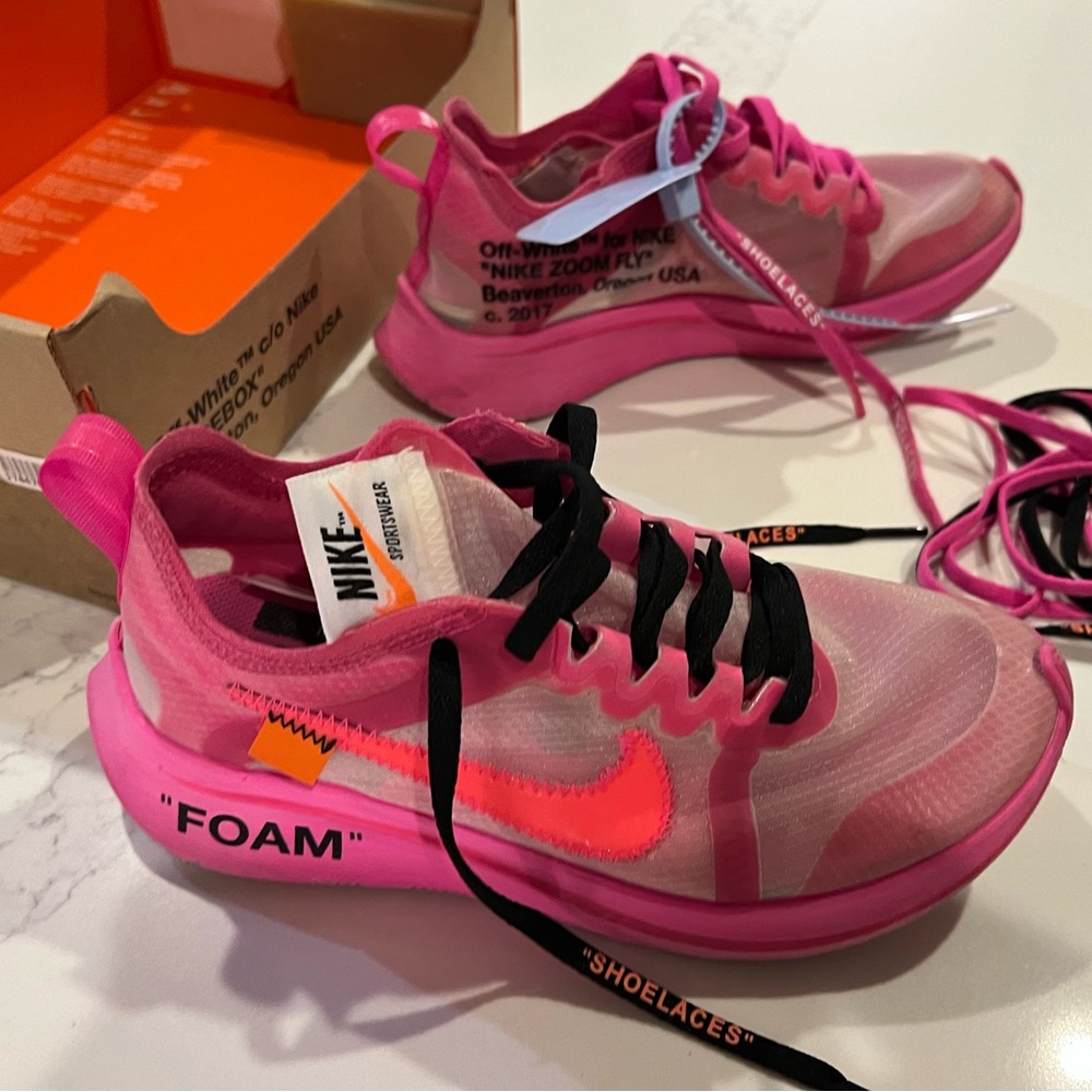 The 10: Nike Zoom Fly Off White Brand Sneakers Tulip Pink/ Mesh Size 4